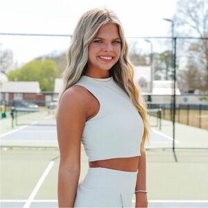 Spanx contour rib mock neck Cropped Top sz XS